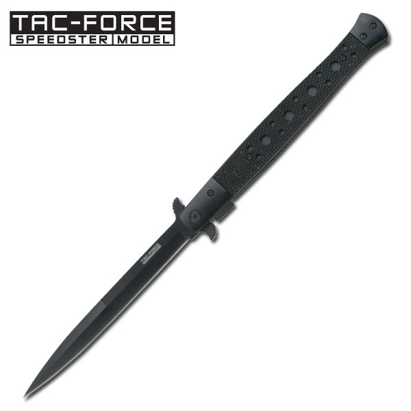 Huge Italian Stiletto Style Assisted Opening Knife - All Black - Tophatter's Army Products & Self Defense Collectible Weapons - Tophatter Daily Deals